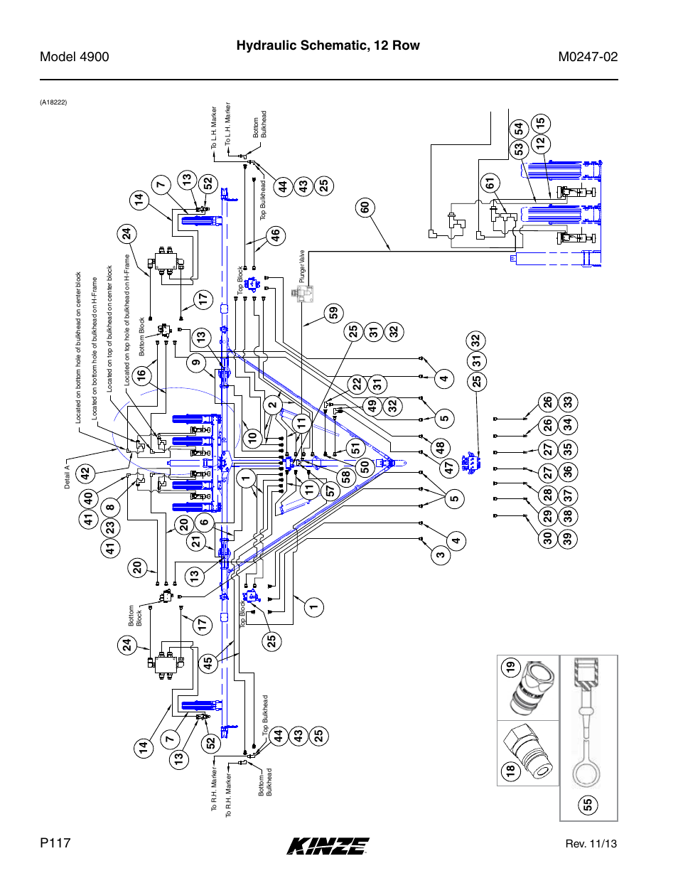 Hydraulics, Hydraulic schematic, 12 row | Kinze 4900 Front Folding Planter Rev. 3/14 User Manual | Page 120 / 280