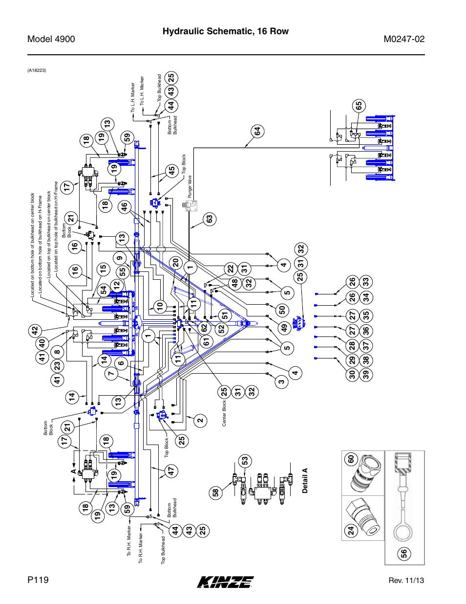 Hydraulic schematic, 16 row | Kinze 4900 Front Folding Planter Rev. 3/14 User Manual | Page 122 / 280