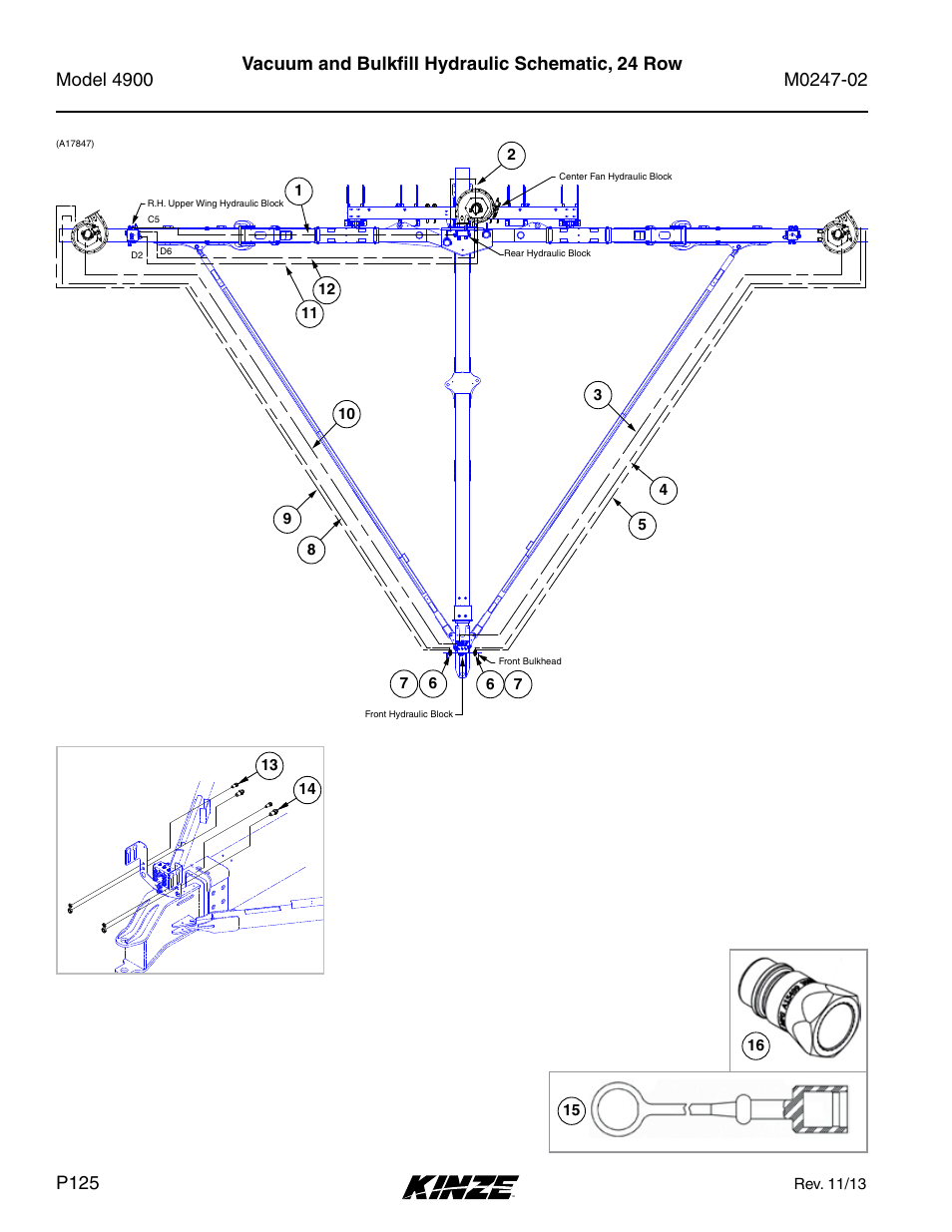 Vacuum and bulkfill hydraulic schematic, 24 row | Kinze 4900 Front Folding Planter Rev. 3/14 User Manual | Page 128 / 280