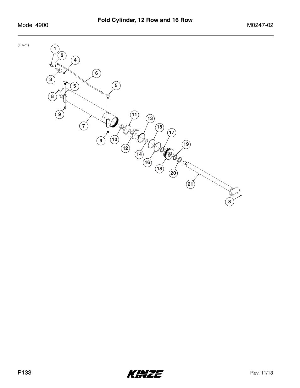 Fold cylinder, 12 row and 16 row | Kinze 4900 Front Folding Planter Rev. 3/14 User Manual | Page 136 / 280