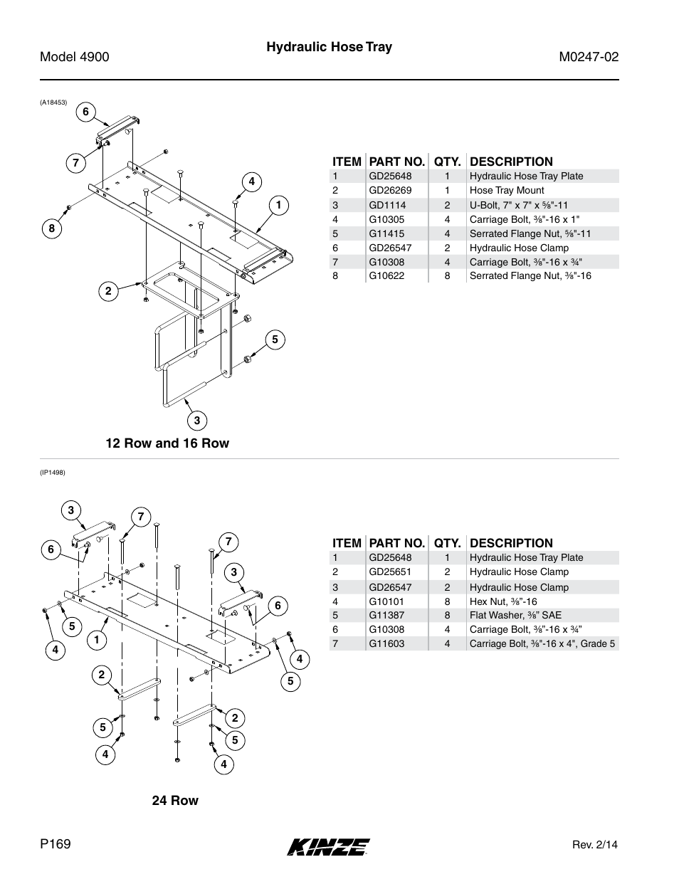 Hydraulic hose tray | Kinze 4900 Front Folding Planter Rev. 3/14 User Manual | Page 172 / 280