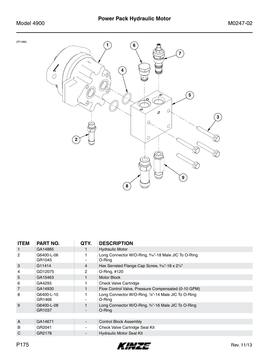 Power pack hydraulic motor | Kinze 4900 Front Folding Planter Rev. 3/14 User Manual | Page 178 / 280