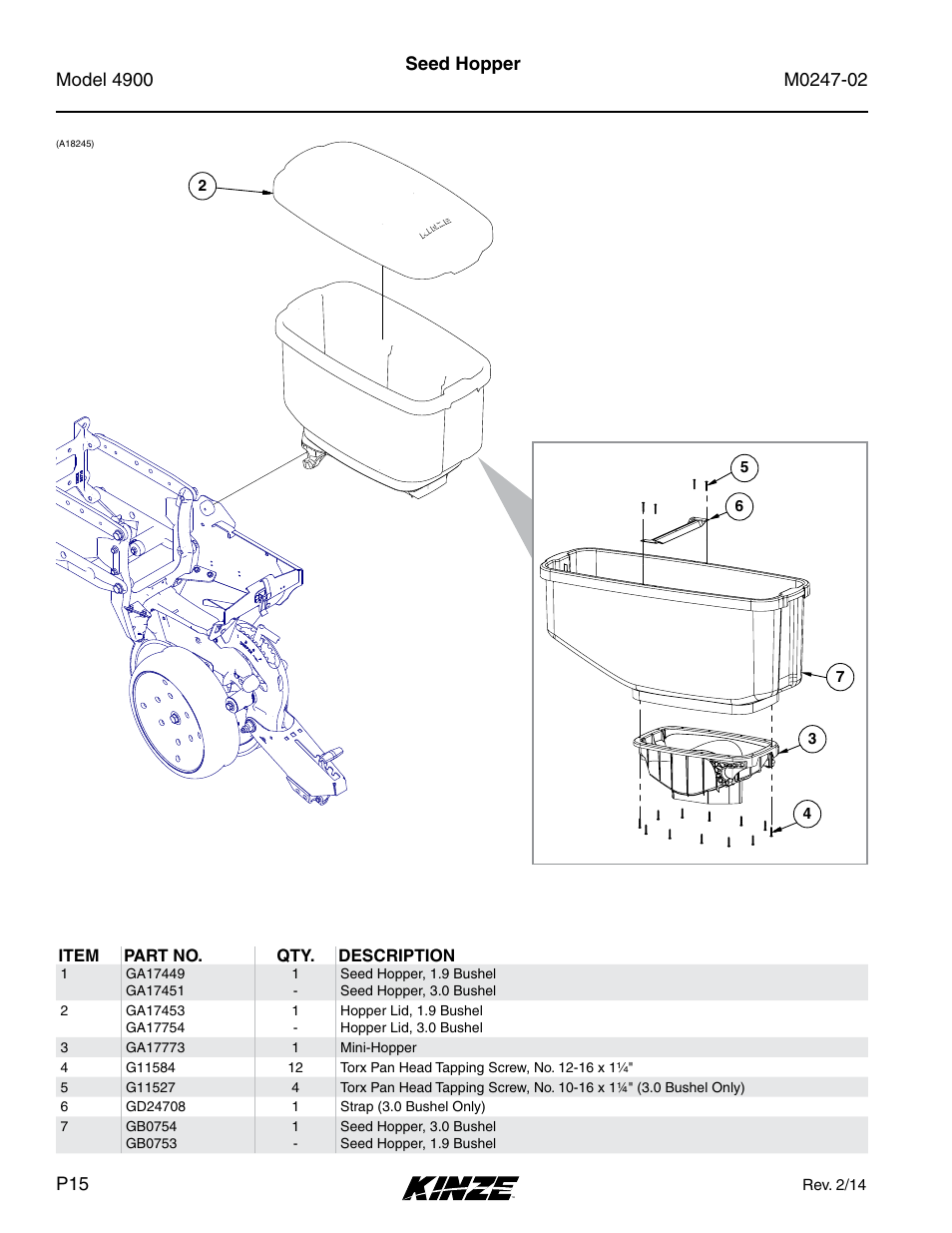 Seed hopper | Kinze 4900 Front Folding Planter Rev. 3/14 User Manual | Page 18 / 280