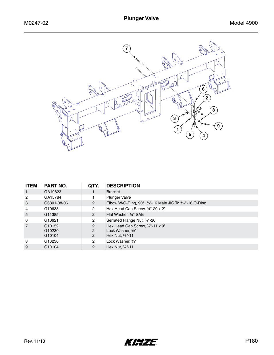 Plunger valve, P180 | Kinze 4900 Front Folding Planter Rev. 3/14 User Manual | Page 183 / 280