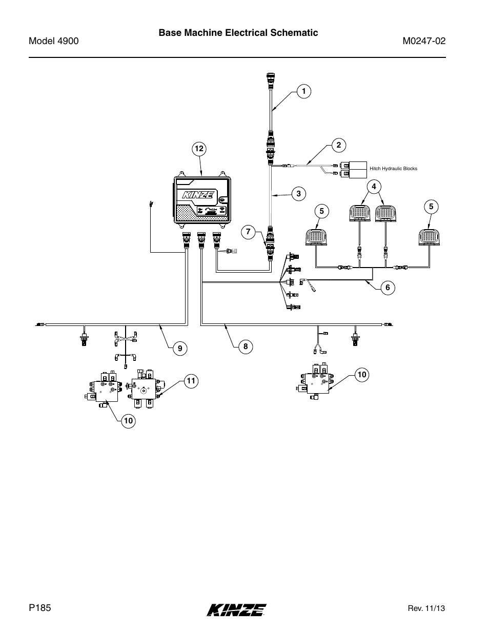 Electrical, Base machine electrical schematic | Kinze 4900 Front Folding Planter Rev. 3/14 User Manual | Page 188 / 280