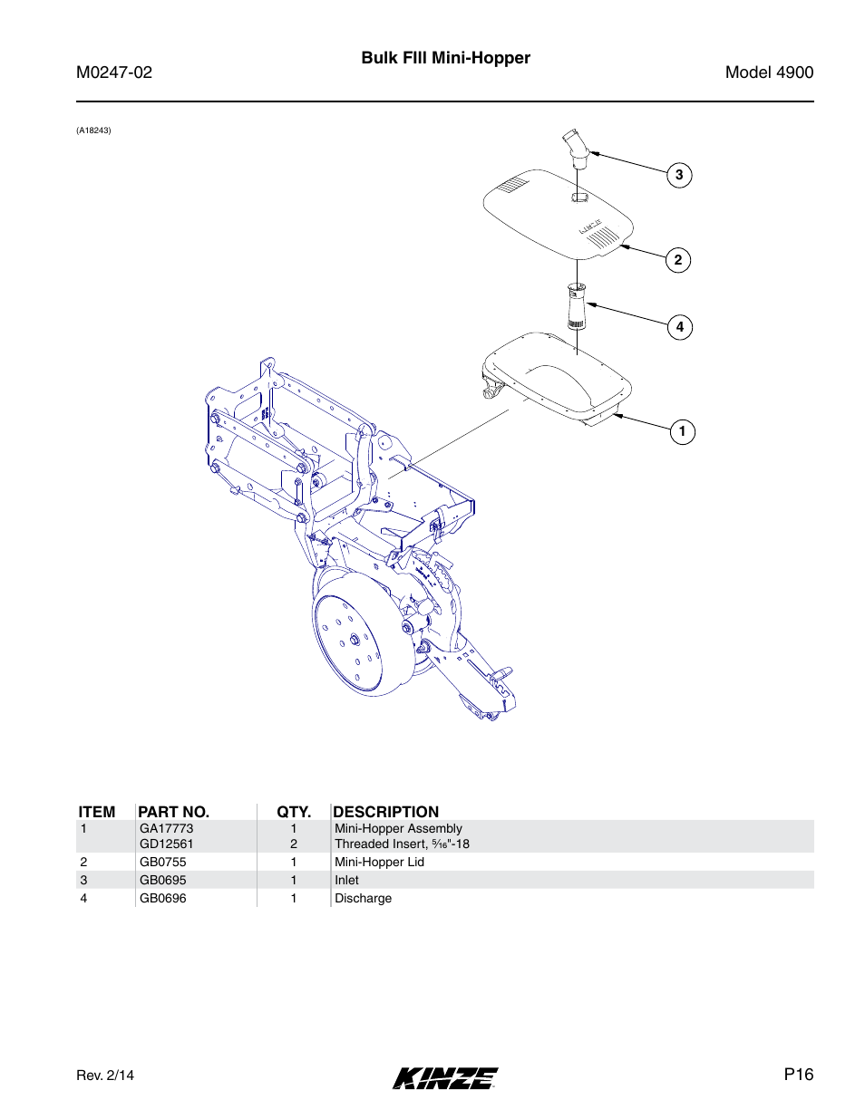 Bulk fill mini-hopper | Kinze 4900 Front Folding Planter Rev. 3/14 User Manual | Page 19 / 280