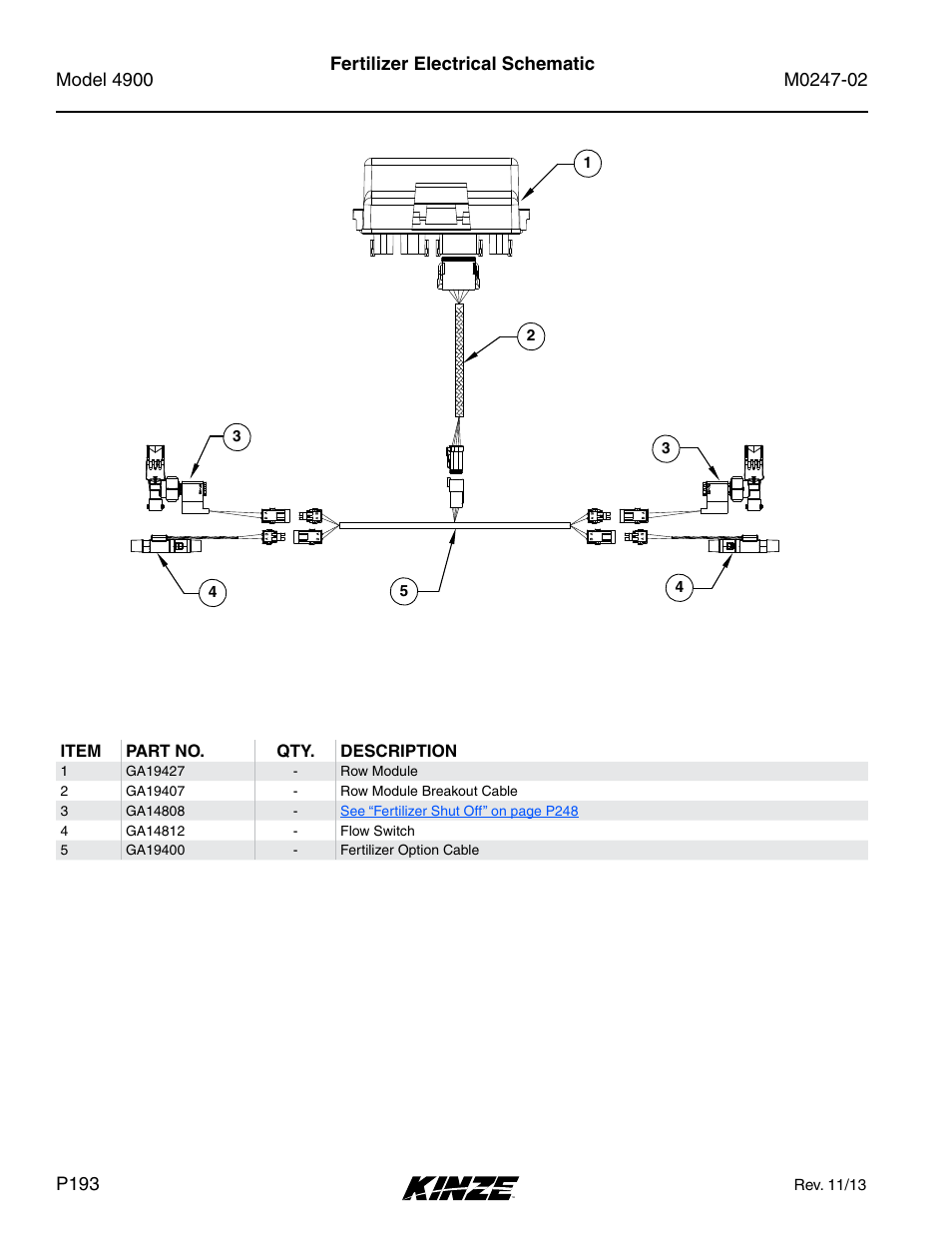 Fertilizer electrical schematic | Kinze 4900 Front Folding Planter Rev. 3/14 User Manual | Page 196 / 280