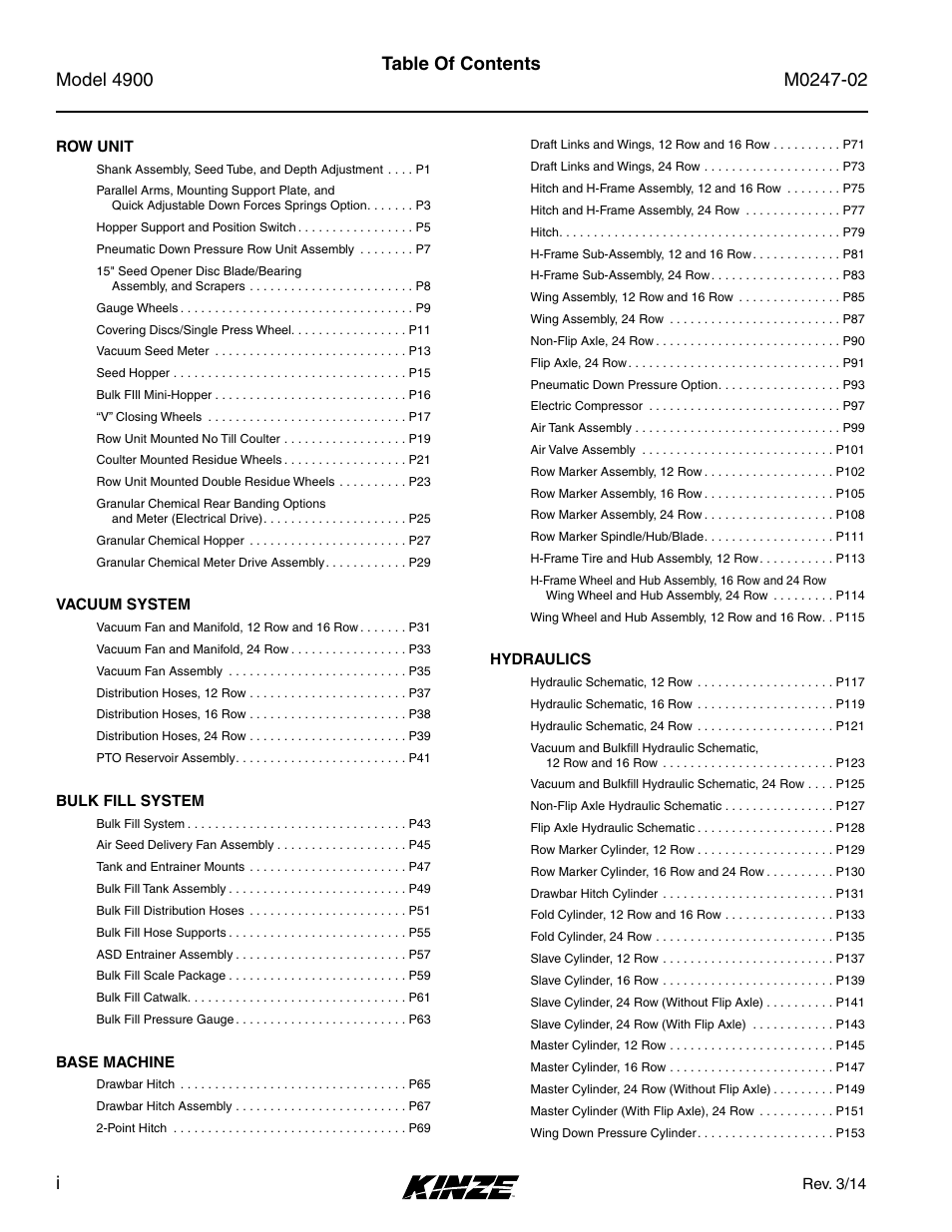 Kinze 4900 Front Folding Planter Rev. 3/14 User Manual | Page 2 / 280
