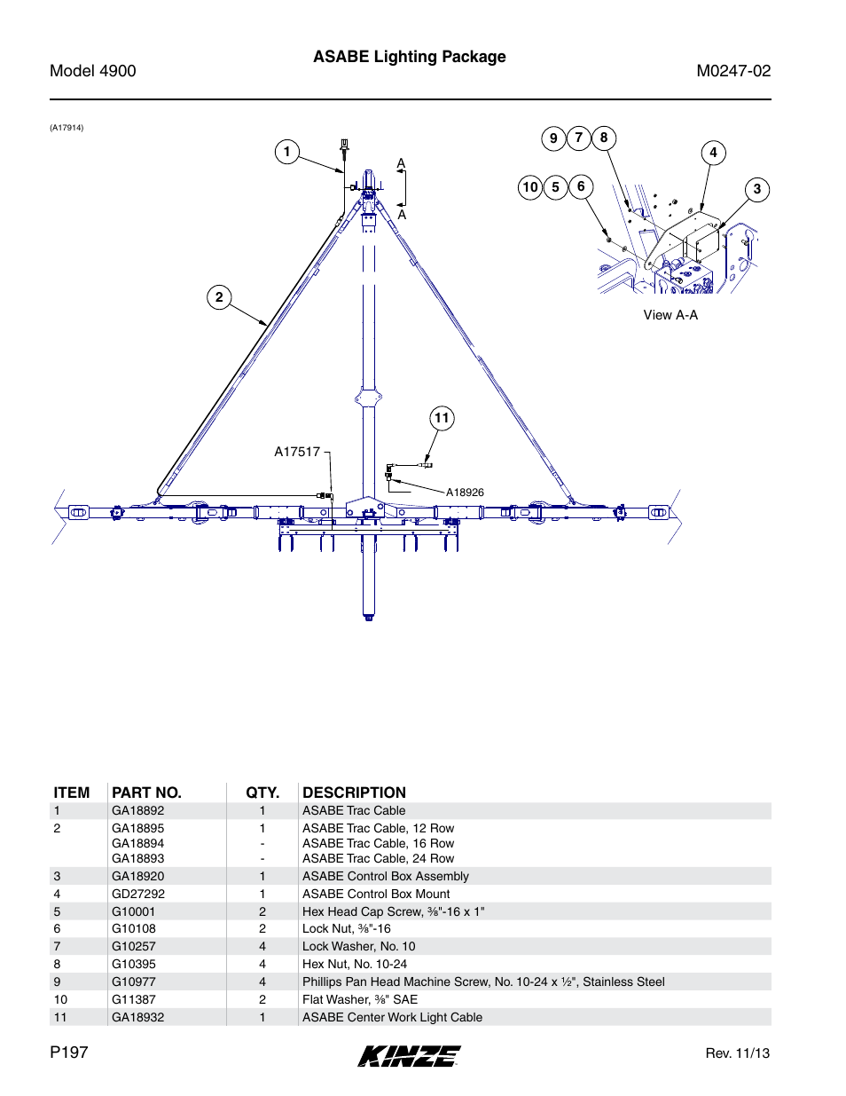 Asabe lighting package | Kinze 4900 Front Folding Planter Rev. 3/14 User Manual | Page 200 / 280