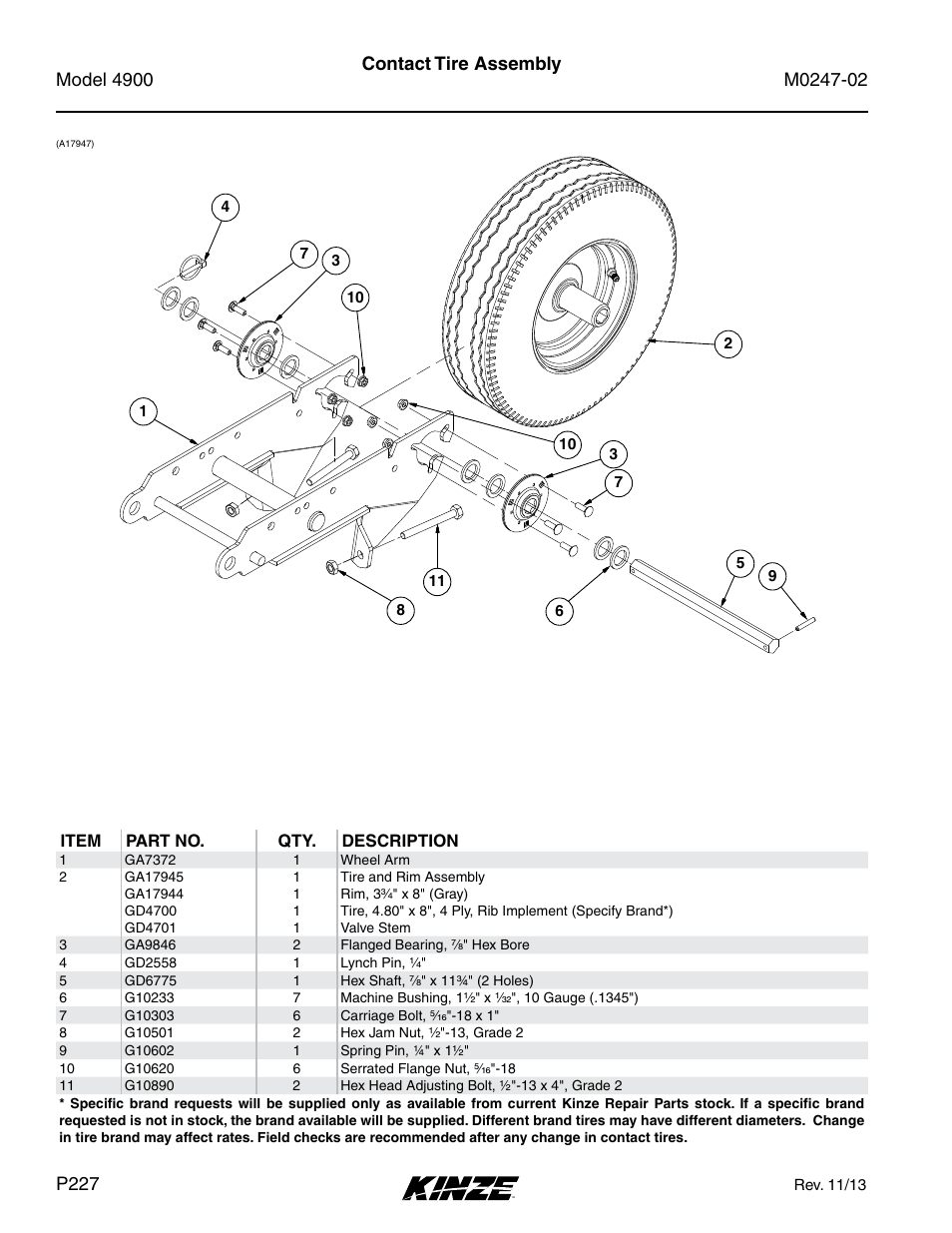 Contact tire assembly | Kinze 4900 Front Folding Planter Rev. 3/14 User Manual | Page 230 / 280