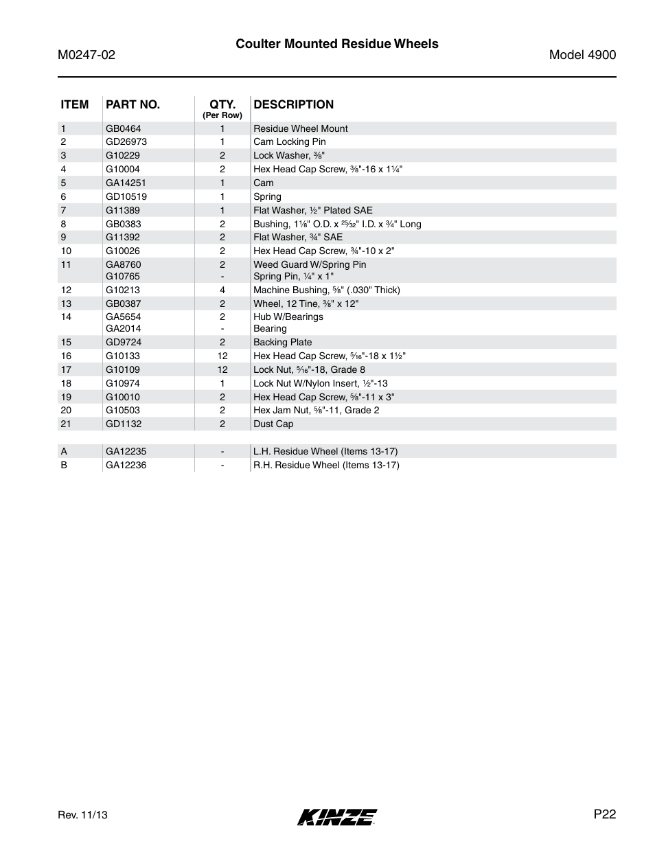 Coulter mounted residue wheels | Kinze 4900 Front Folding Planter Rev. 3/14 User Manual | Page 25 / 280