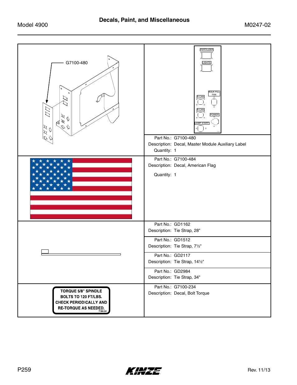 Decals, paint, and miscellaneous | Kinze 4900 Front Folding Planter Rev. 3/14 User Manual | Page 262 / 280