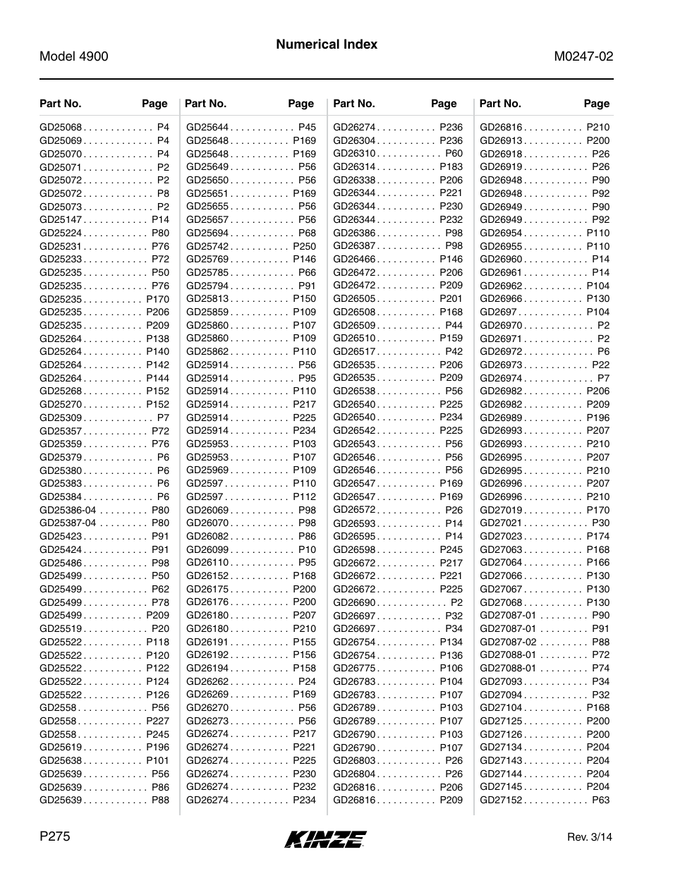 Kinze 4900 Front Folding Planter Rev. 3/14 User Manual | Page 278 / 280
