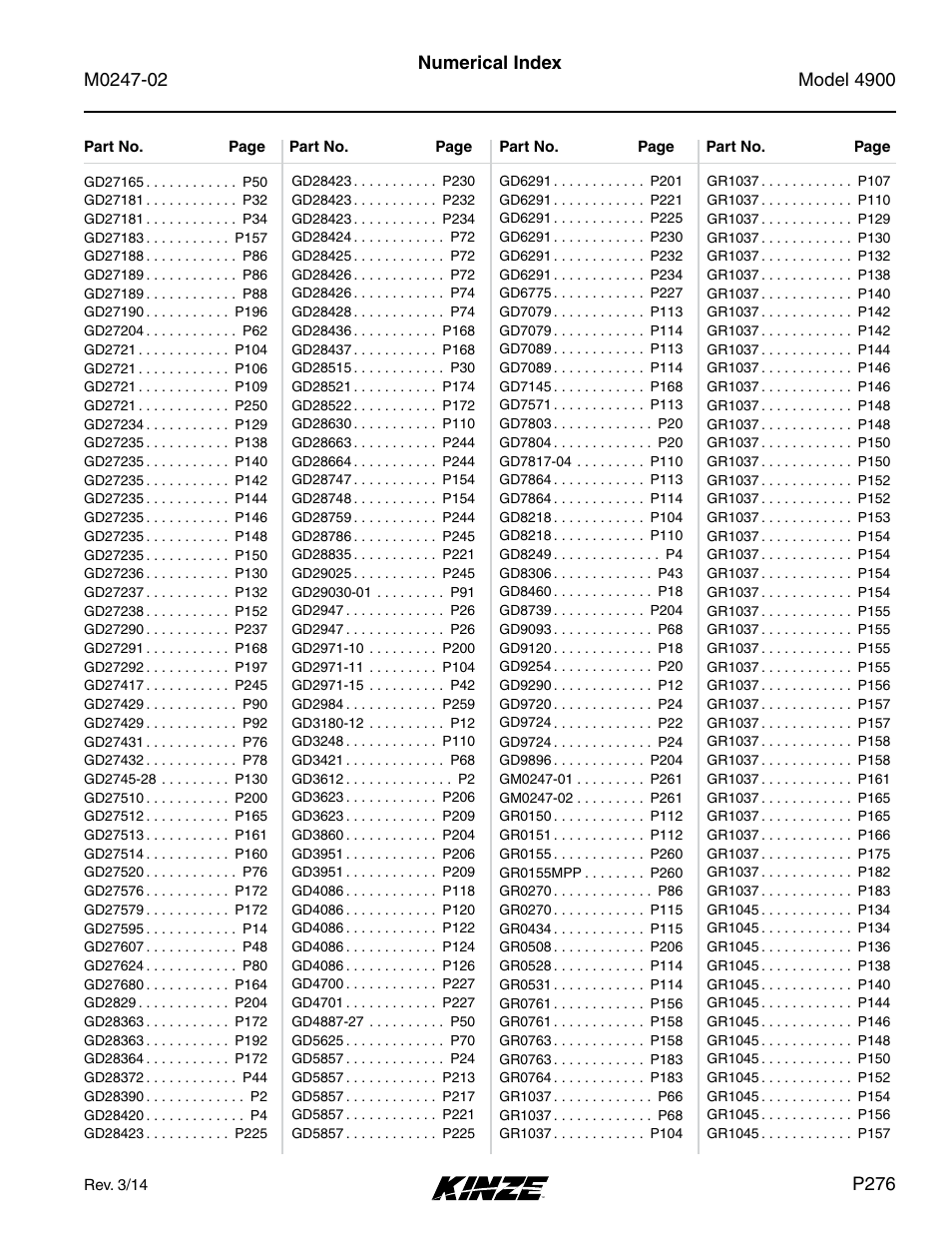Kinze 4900 Front Folding Planter Rev. 3/14 User Manual | Page 279 / 280