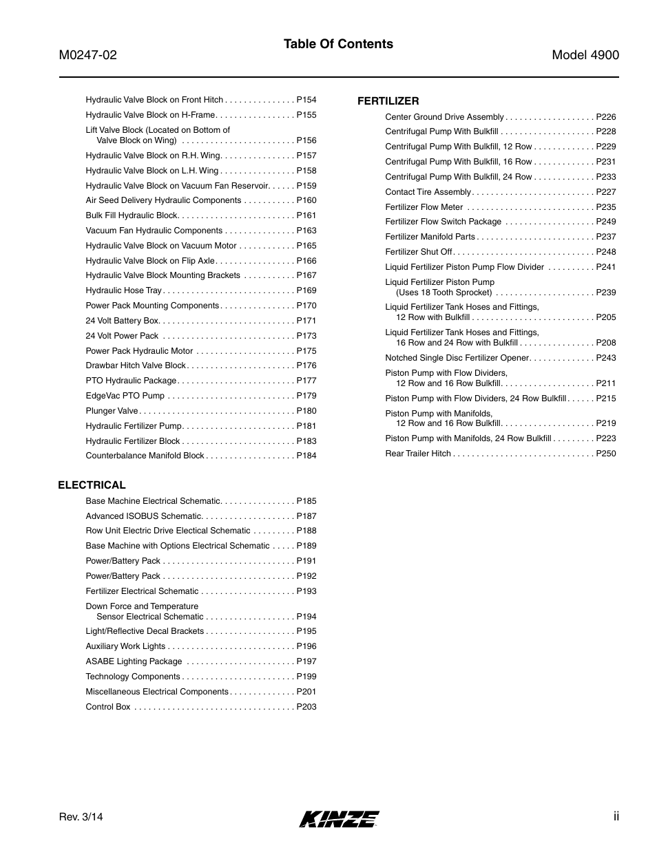 Kinze 4900 Front Folding Planter Rev. 3/14 User Manual | Page 3 / 280