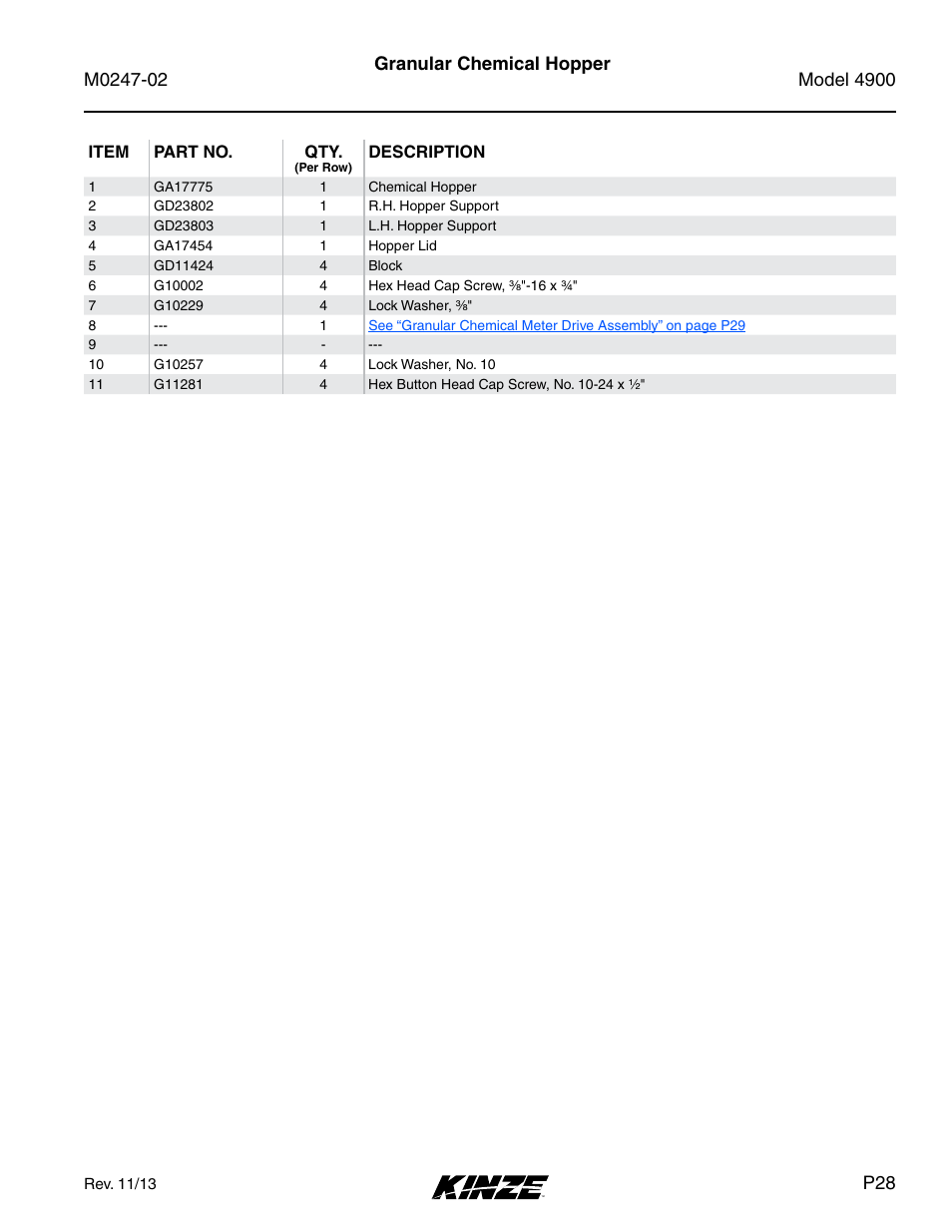 Granular chemical hopper | Kinze 4900 Front Folding Planter Rev. 3/14 User Manual | Page 31 / 280
