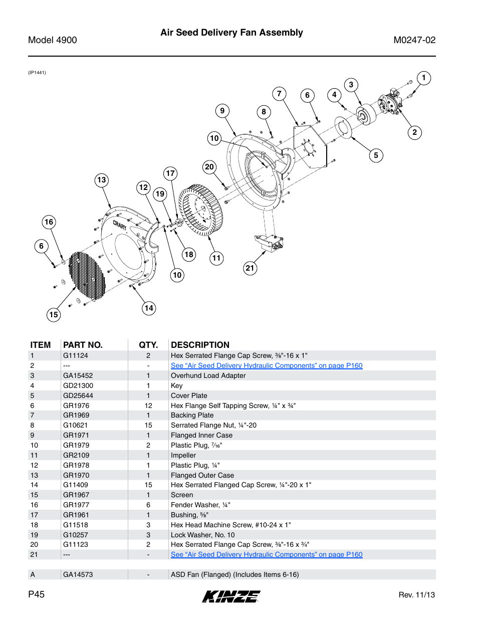 Air seed delivery fan assembly | Kinze 4900 Front Folding Planter Rev. 3/14 User Manual | Page 48 / 280