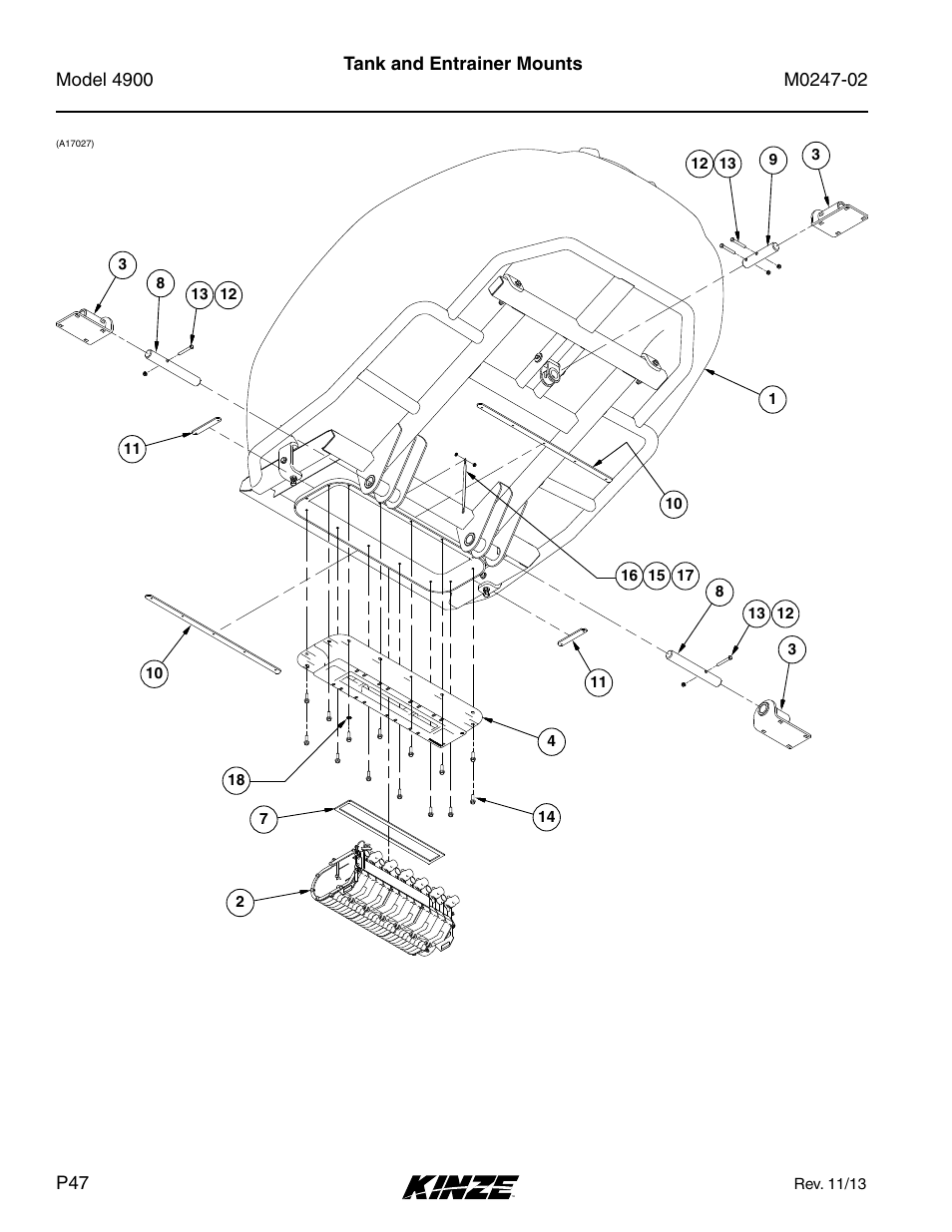 Tank and entrainer mounts | Kinze 4900 Front Folding Planter Rev. 3/14 User Manual | Page 50 / 280