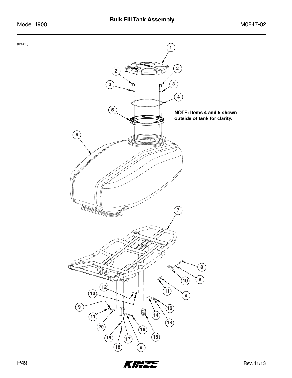 Bulk fill tank assembly | Kinze 4900 Front Folding Planter Rev. 3/14 User Manual | Page 52 / 280