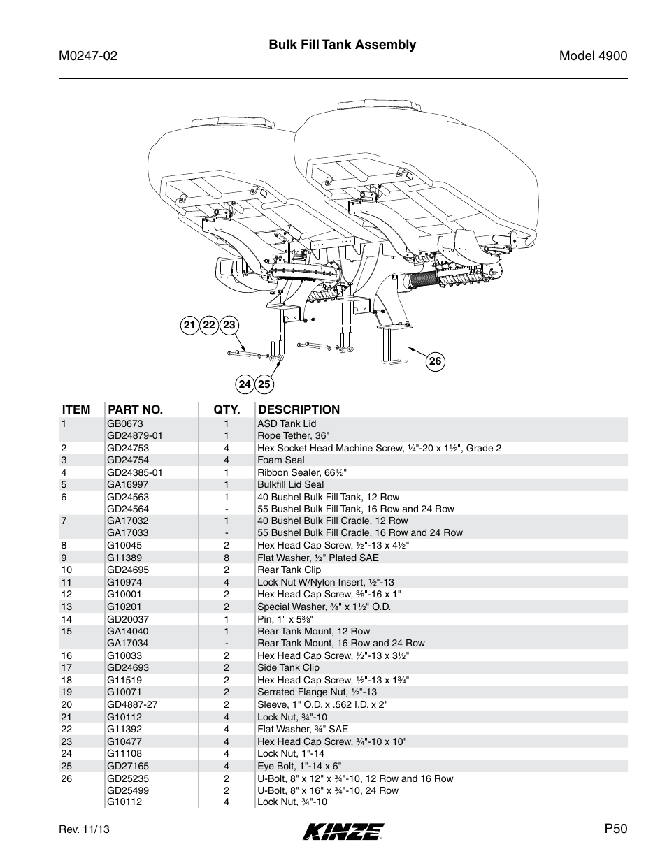 Bulk fill tank assembly | Kinze 4900 Front Folding Planter Rev. 3/14 User Manual | Page 53 / 280