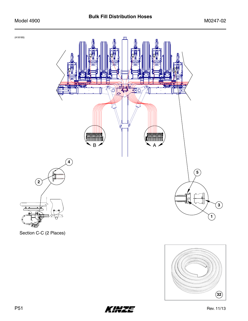 Bulk fill distribution hoses | Kinze 4900 Front Folding Planter Rev. 3/14 User Manual | Page 54 / 280