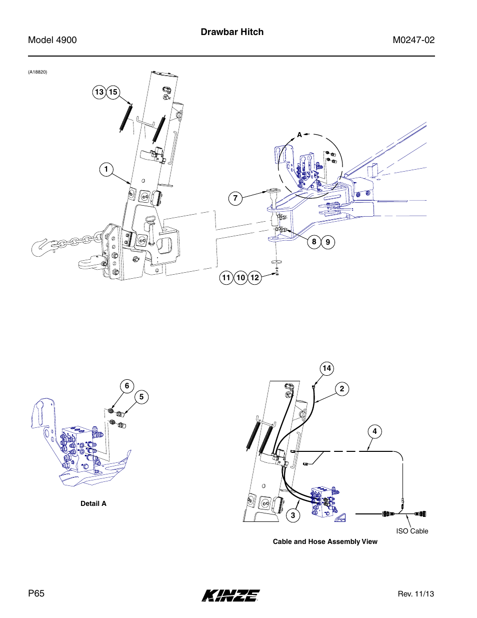 Base machine, Drawbar hitch | Kinze 4900 Front Folding Planter Rev. 3/14 User Manual | Page 68 / 280