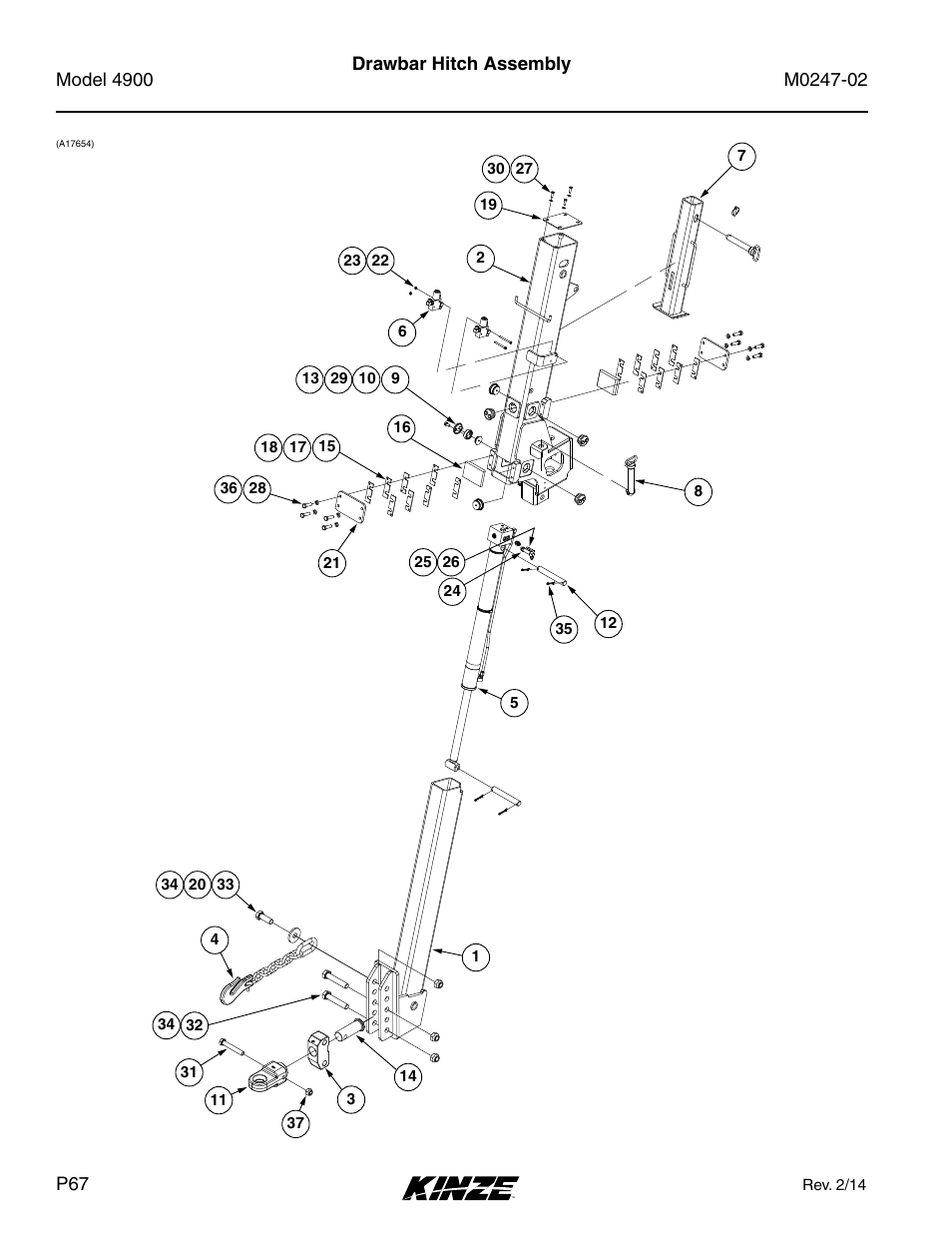 Drawbar hitch assembly | Kinze 4900 Front Folding Planter Rev. 3/14 User Manual | Page 70 / 280