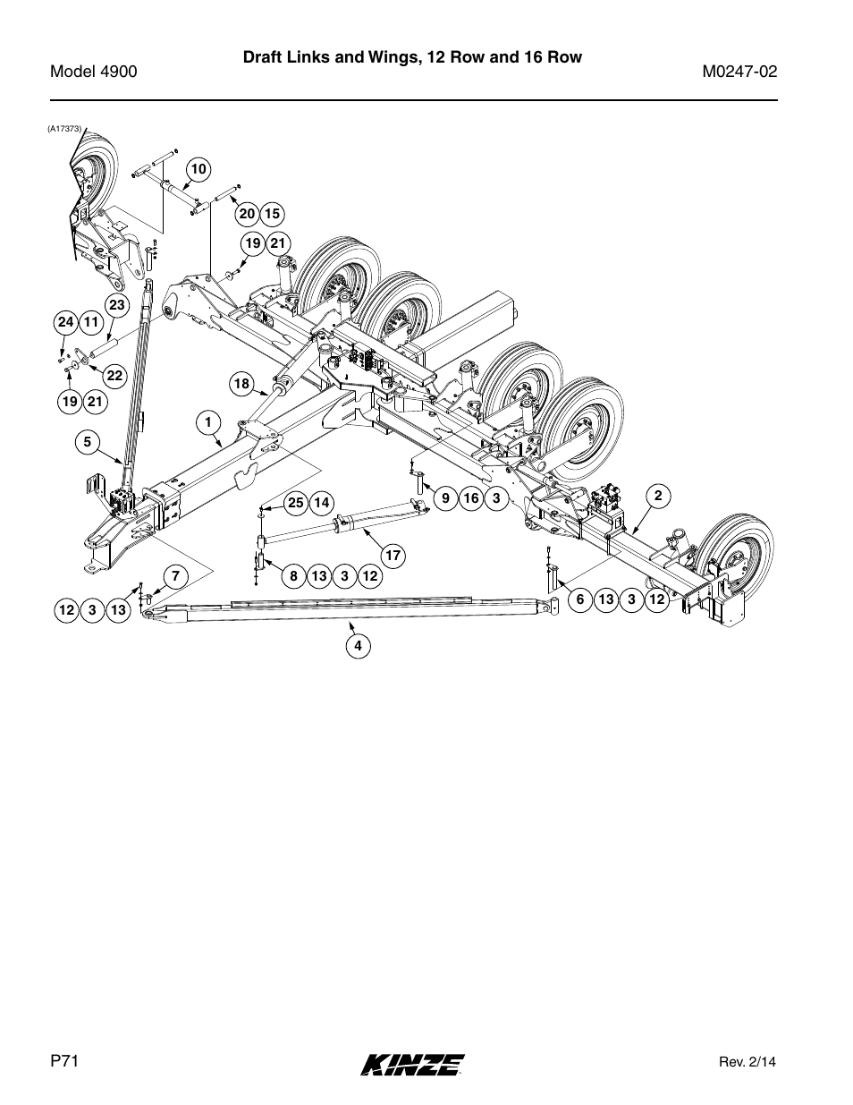 Draft links and wings, 12 row and 16 row | Kinze 4900 Front Folding Planter Rev. 3/14 User Manual | Page 74 / 280