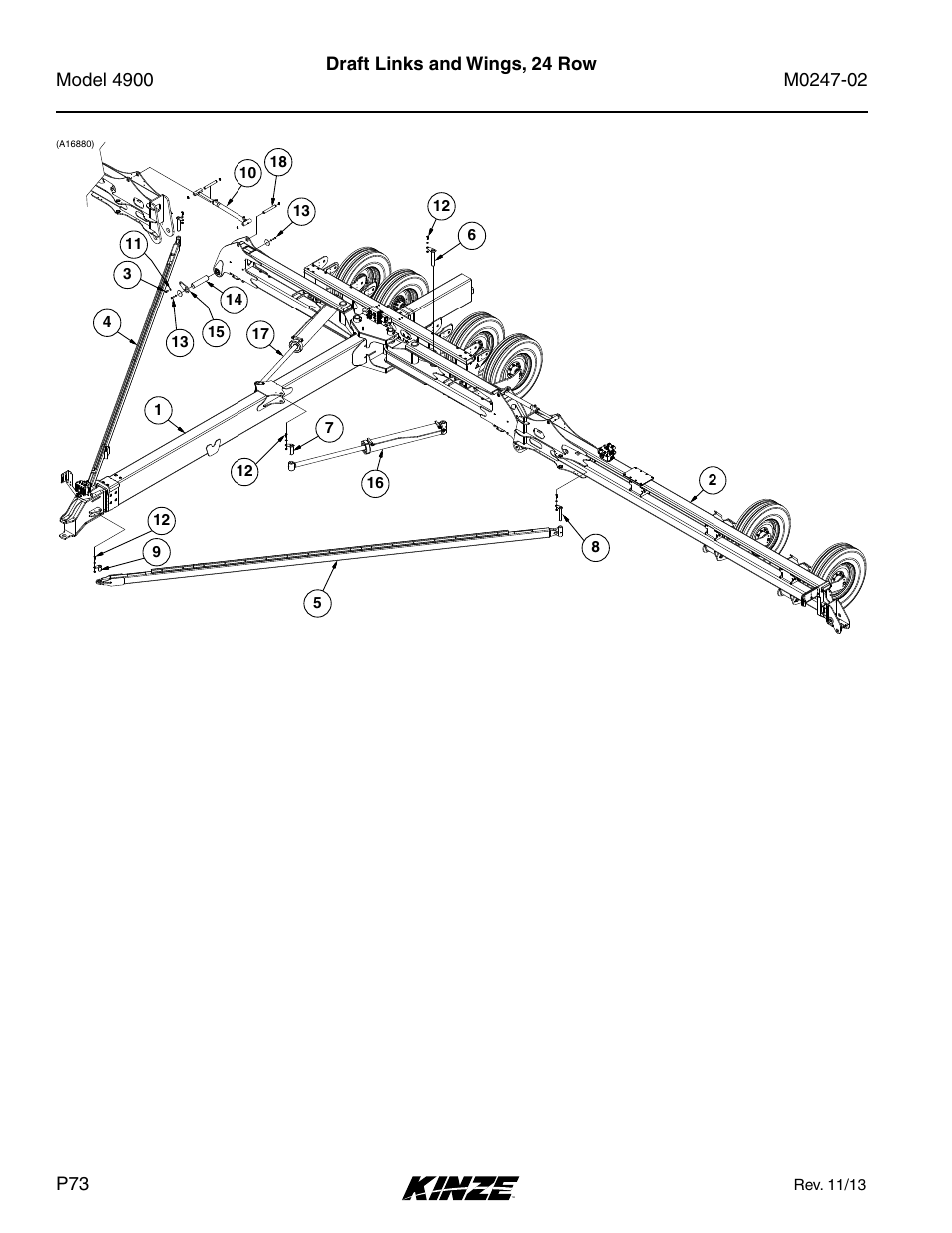 Draft links and wings, 24 row | Kinze 4900 Front Folding Planter Rev. 3/14 User Manual | Page 76 / 280