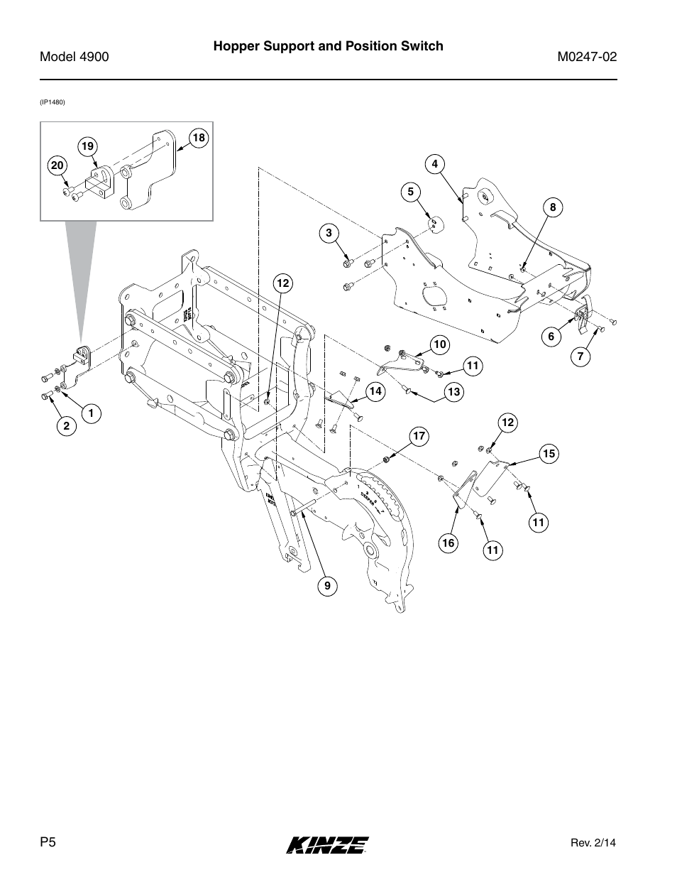 Hopper support and position switch | Kinze 4900 Front Folding Planter Rev. 3/14 User Manual | Page 8 / 280