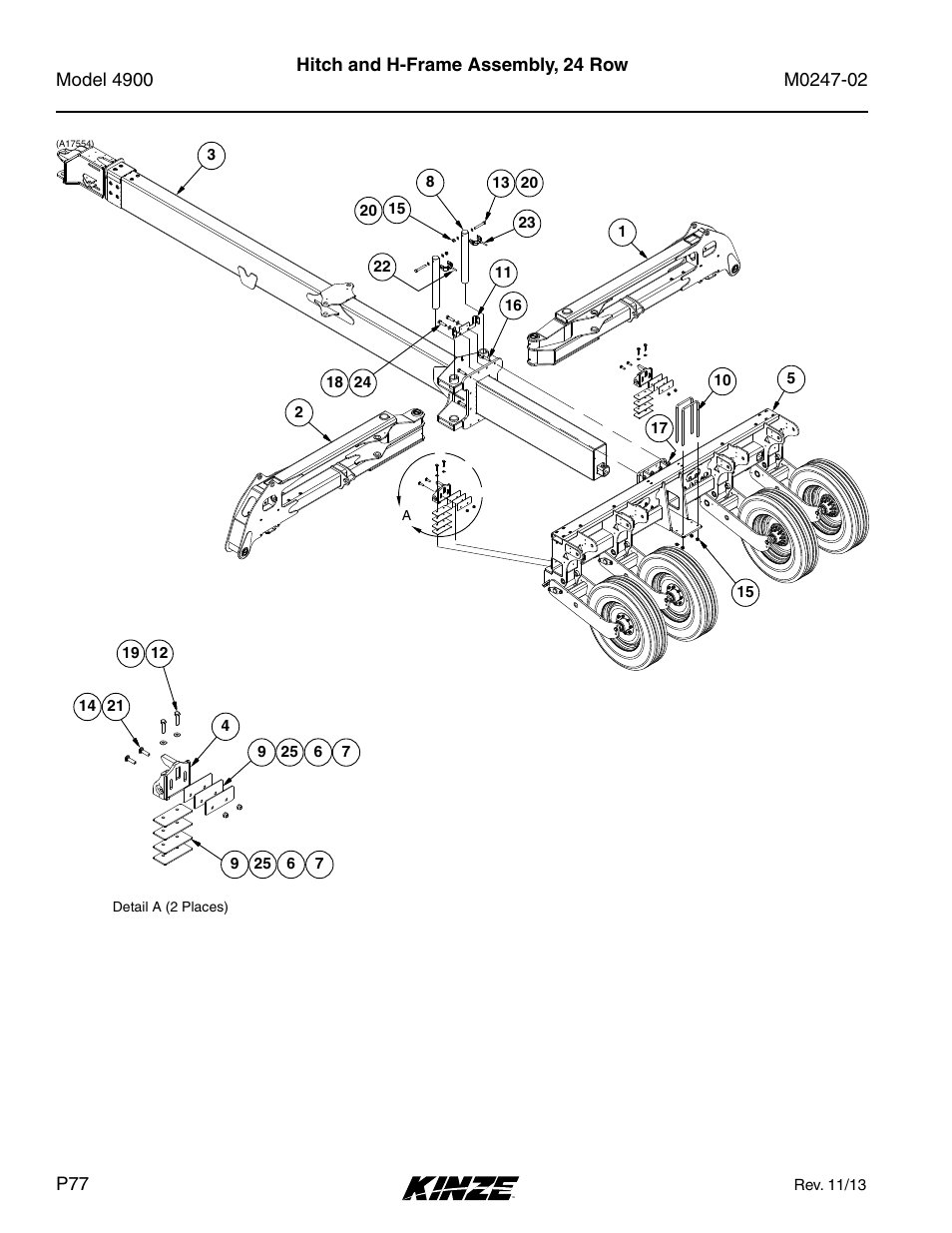 Hitch and h-frame assembly, 24 row | Kinze 4900 Front Folding Planter Rev. 3/14 User Manual | Page 80 / 280