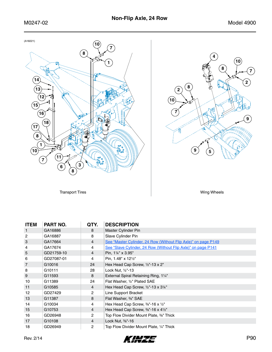 Non-flip axle, 24 row | Kinze 4900 Front Folding Planter Rev. 3/14 User Manual | Page 93 / 280