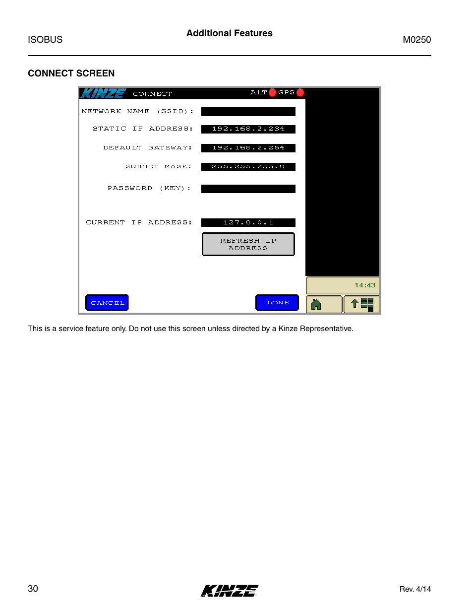 Connect screen | Kinze ISOBUS Electronics Package (4900) Rev. 4/14 User Manual | Page 34 / 60