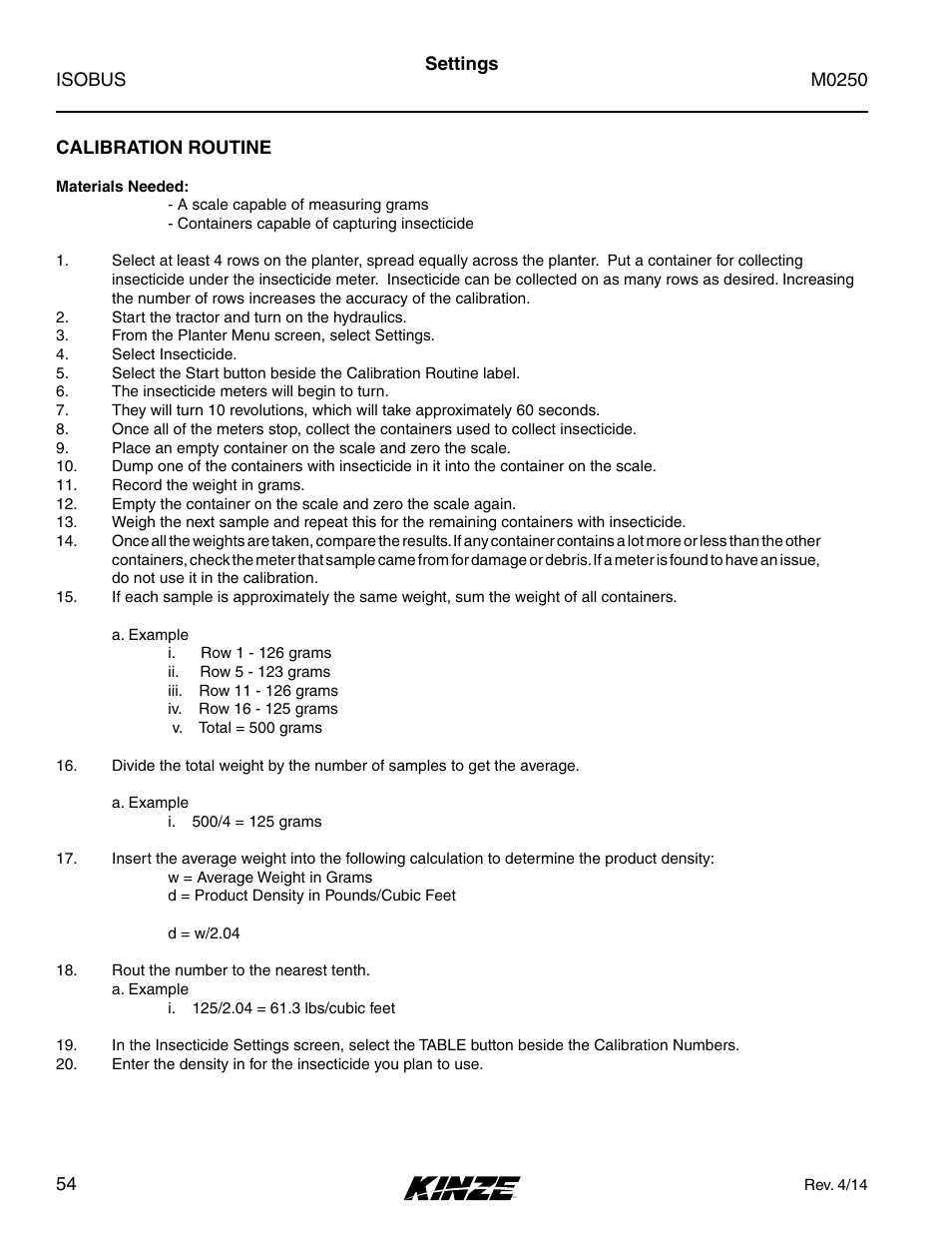Calibration routine | Kinze ISOBUS Electronics Package (4900) Rev. 4/14 User Manual | Page 58 / 60