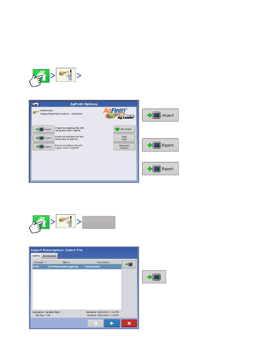 File transfer, Importing and exporting files, Viewing files | Importing and exporting files viewing files, Ransfer | Kinze Ag Leader Integra User Manual | Page 115 / 350