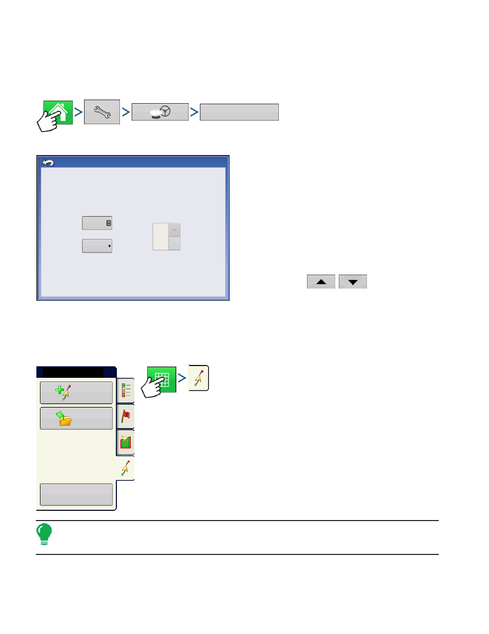 Lightbar settings, Setup, Guidance tab on mapping toolbox | Ightbar, Ettings, Etup, Uidance, Ab on, Apping, Oolbox | Kinze Ag Leader Integra User Manual | Page 134 / 350