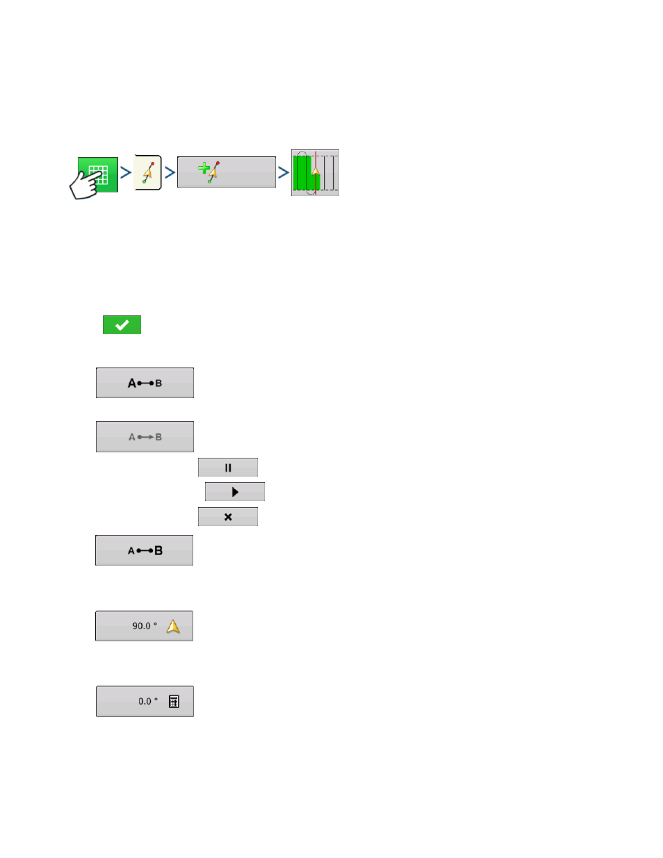 New pattern, Straight, Select pattern | Create ab line using 2 points, Create ab line using current location and heading, Attern, Traight | Kinze Ag Leader Integra User Manual | Page 135 / 350