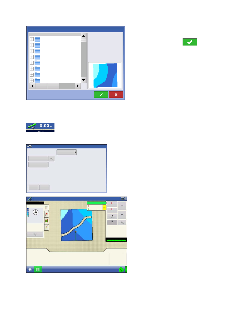 Showing prescriptions on the map screen, Howing, Rescriptions on the | Creen, Pplication, Iquid | Kinze Ag Leader Integra User Manual | Page 247 / 350