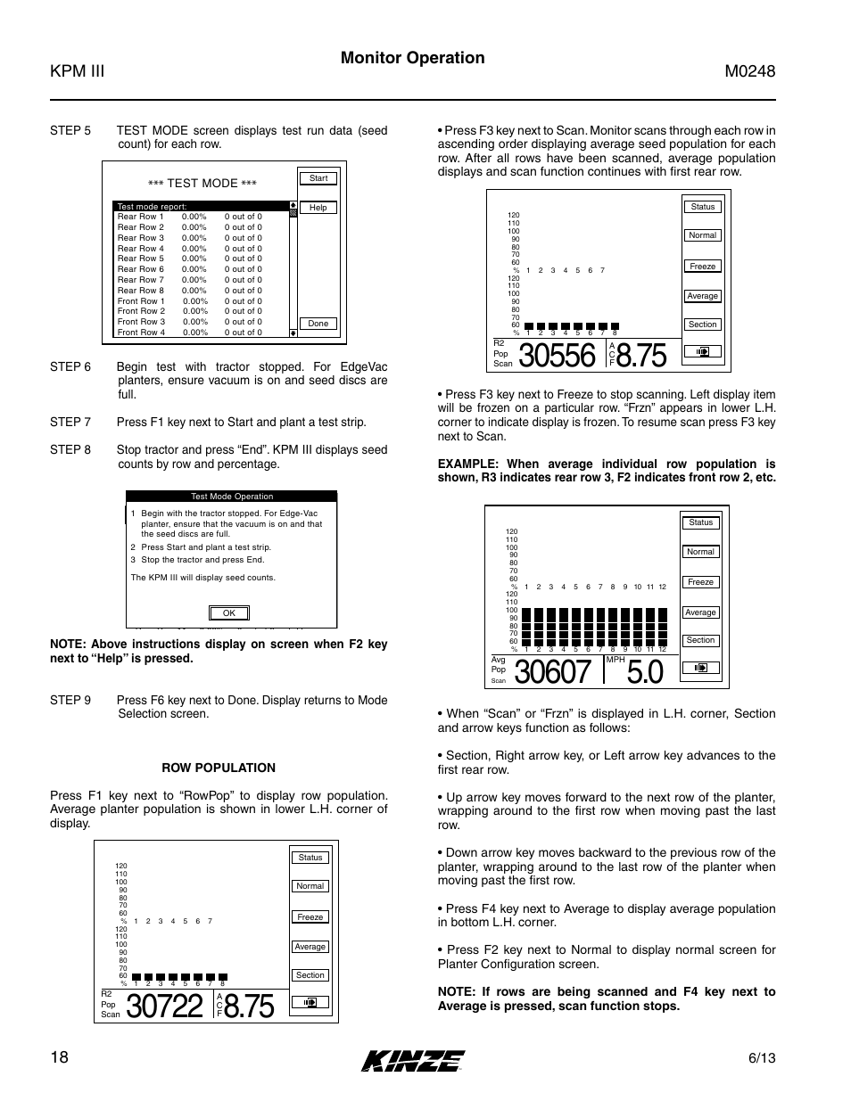 Monitor operation | Kinze KPM III User Manual | Page 20 / 28