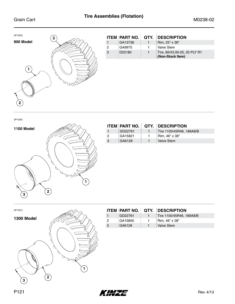 Tire assemblies (flotation) | Kinze Grain Carts Rev. 4/14 User Manual | Page 124 / 176