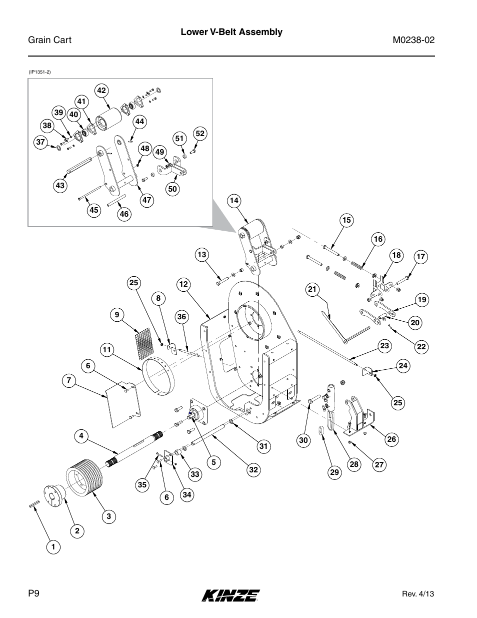 Lower v-belt assembly | Kinze Grain Carts Rev. 4/14 User Manual | Page 14 / 176