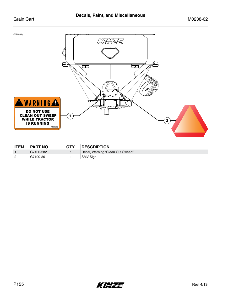 Decals, paint, and miscellaneous | Kinze Grain Carts Rev. 4/14 User Manual | Page 158 / 176