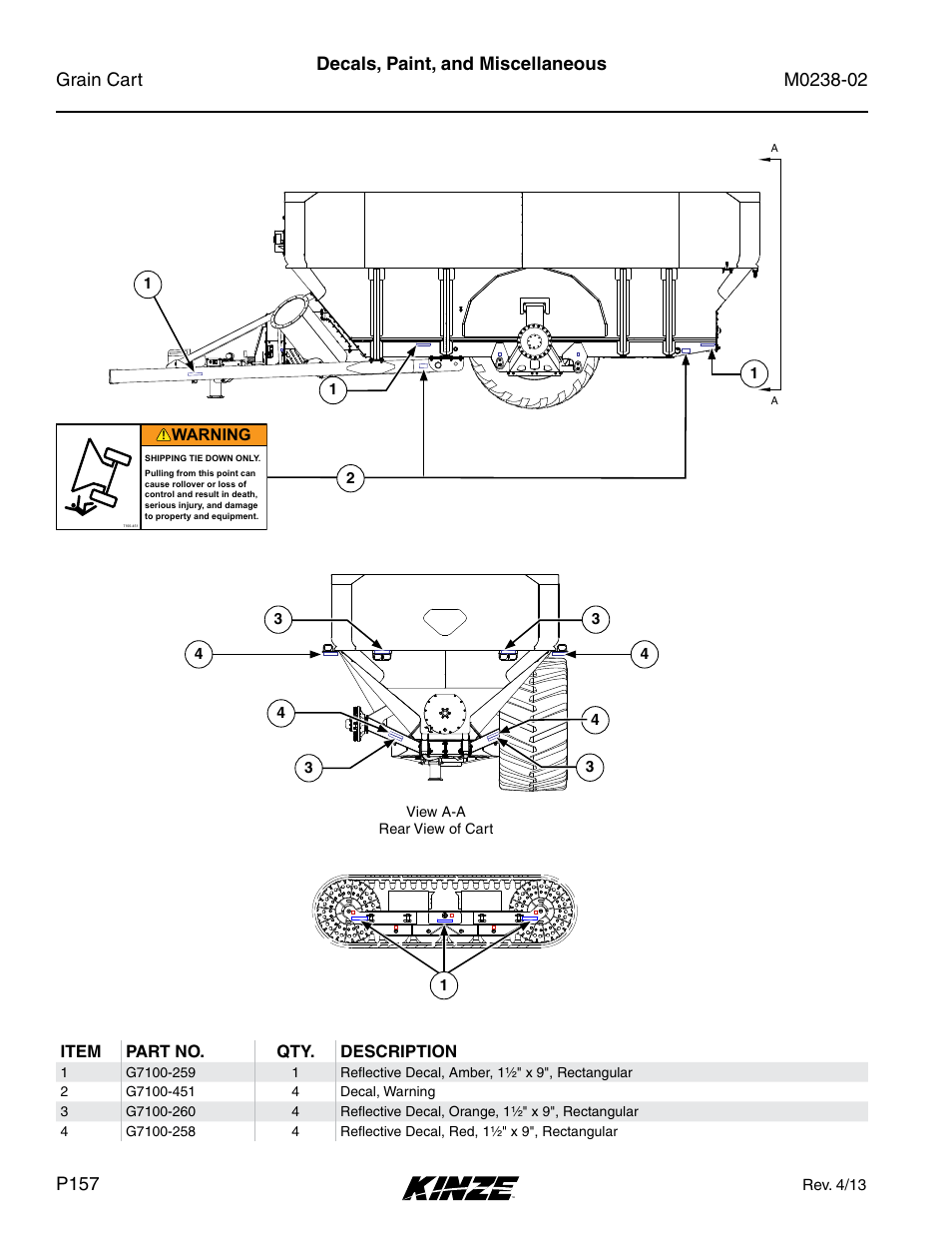 Decals, paint, and miscellaneous | Kinze Grain Carts Rev. 4/14 User Manual | Page 160 / 176