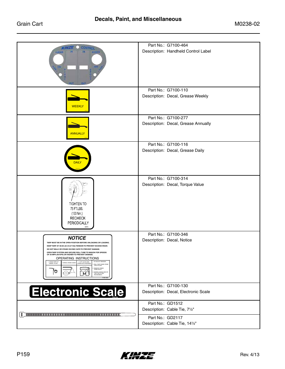 Decals, paint, and miscellaneous, Notice, Rev. 4/13 | Kinze Grain Carts Rev. 4/14 User Manual | Page 162 / 176