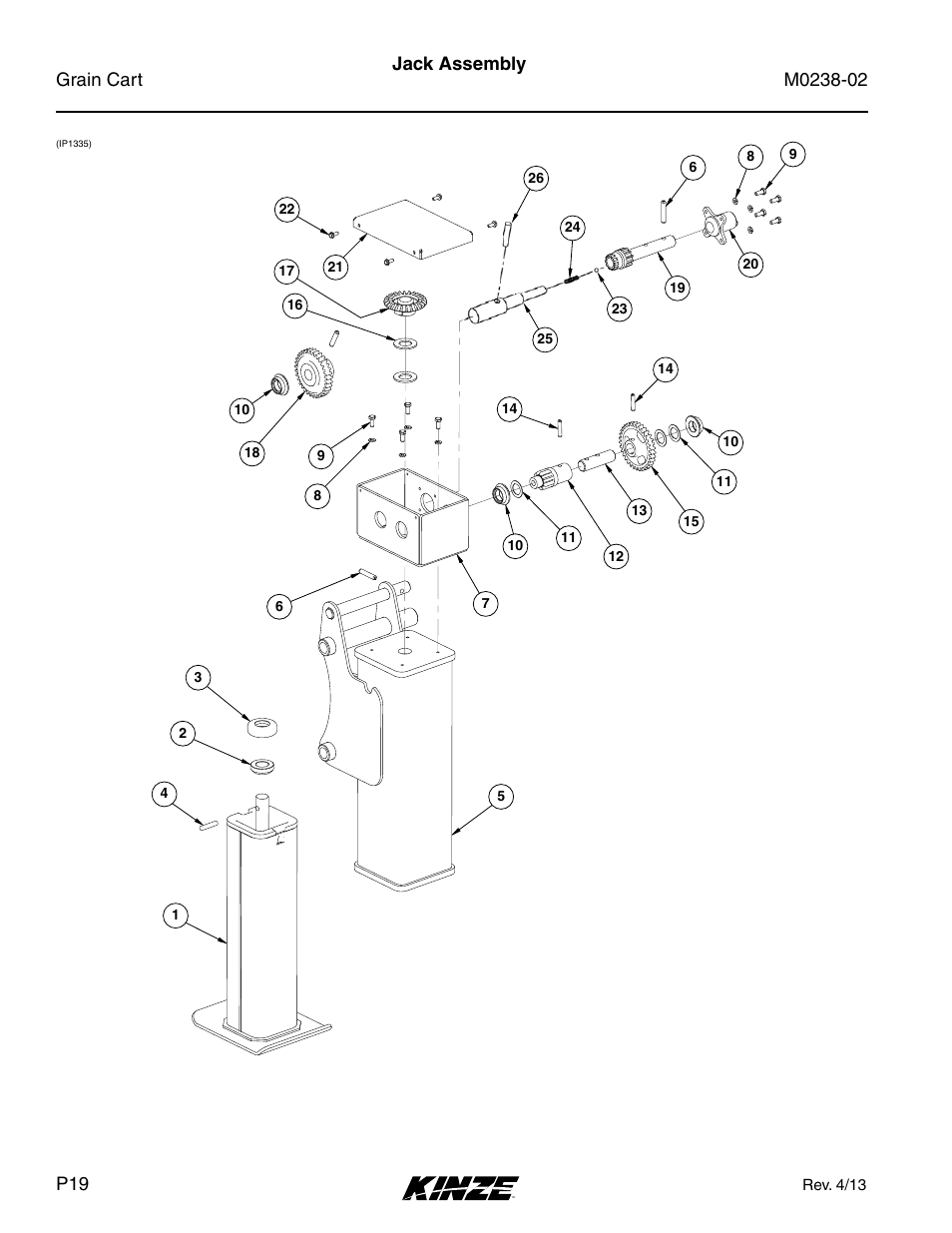 Jack assembly | Kinze Grain Carts Rev. 4/14 User Manual | Page 22 / 176