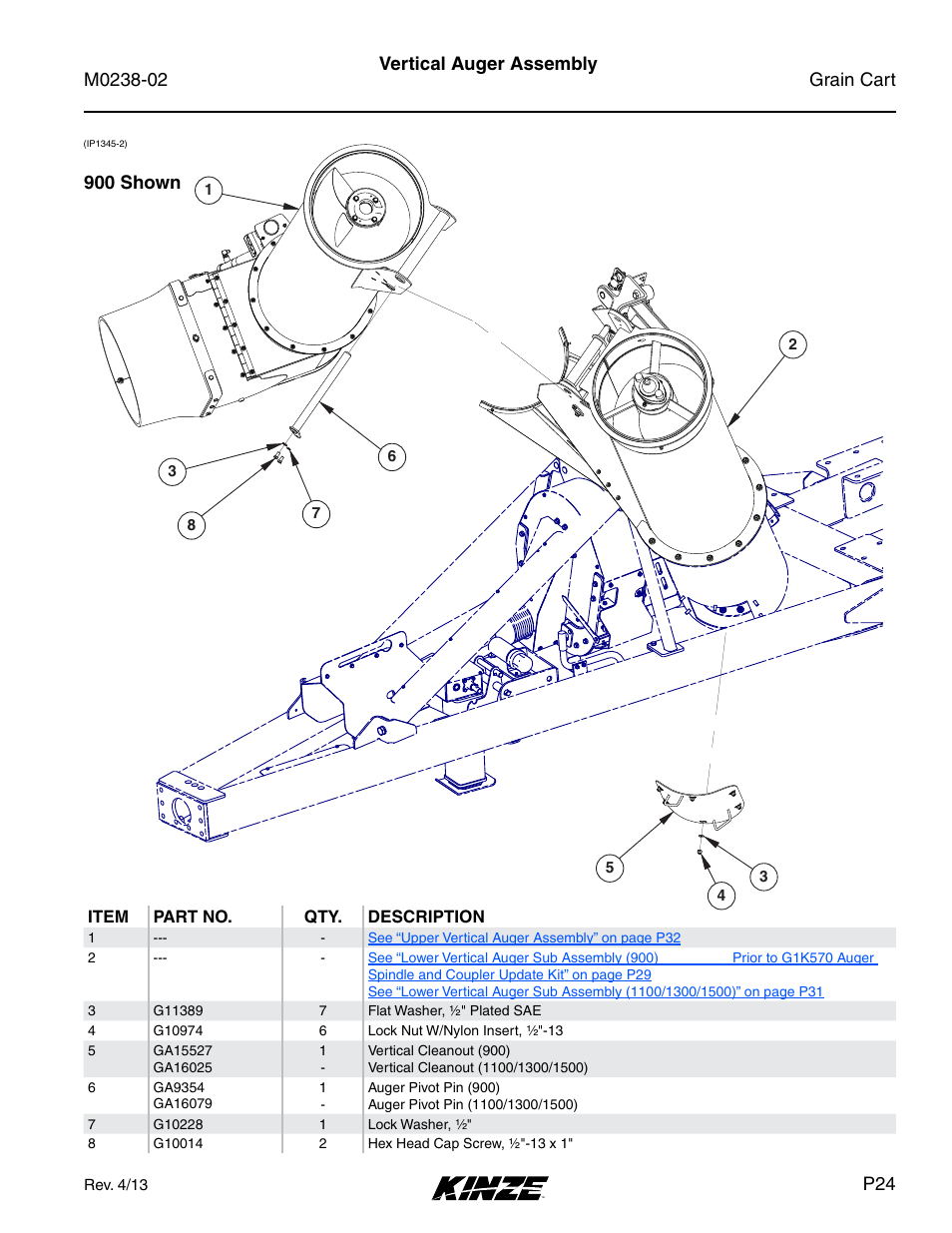 Vertical auger assembly | Kinze Grain Carts Rev. 4/14 User Manual | Page 27 / 176