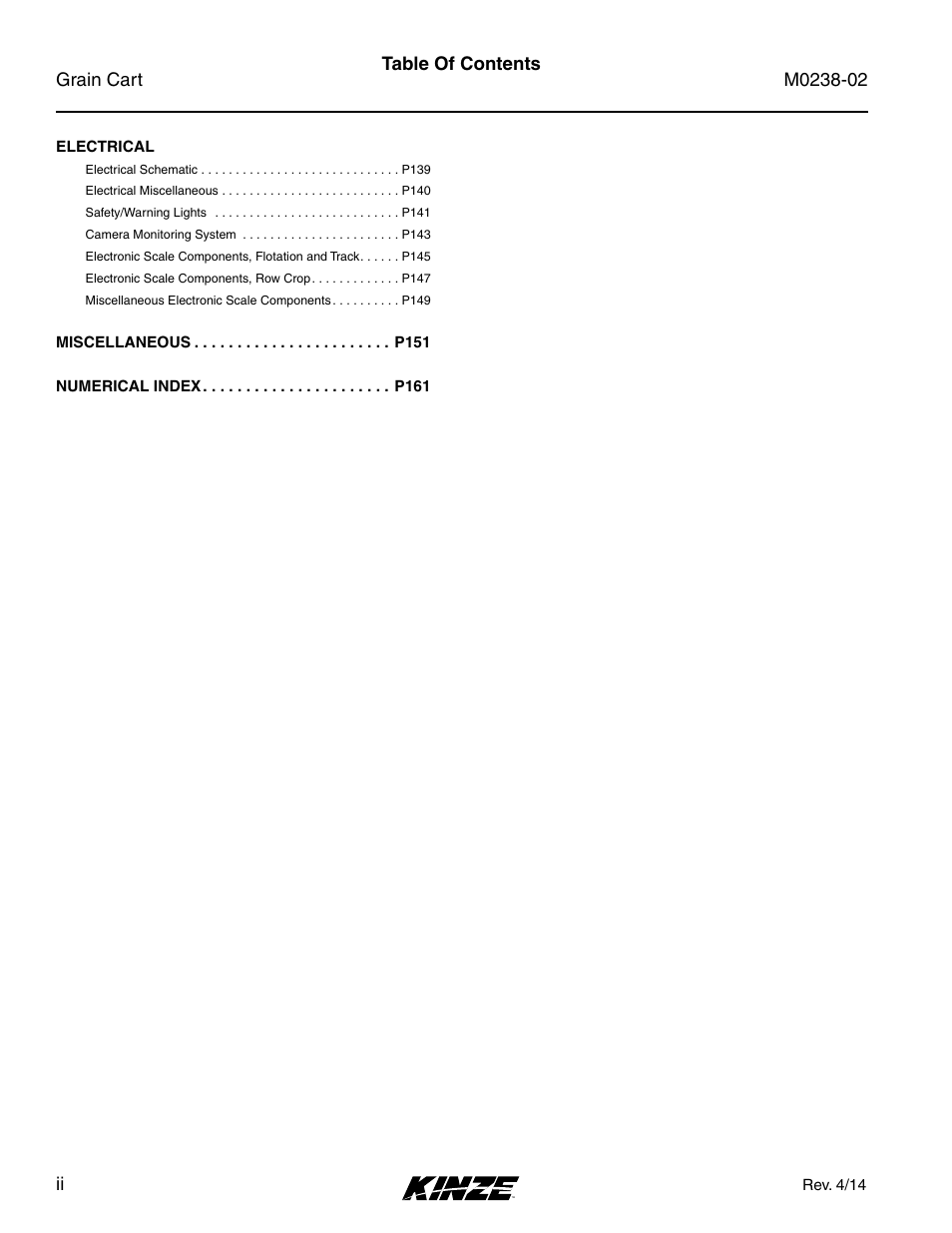 Kinze Grain Carts Rev. 4/14 User Manual | Page 4 / 176