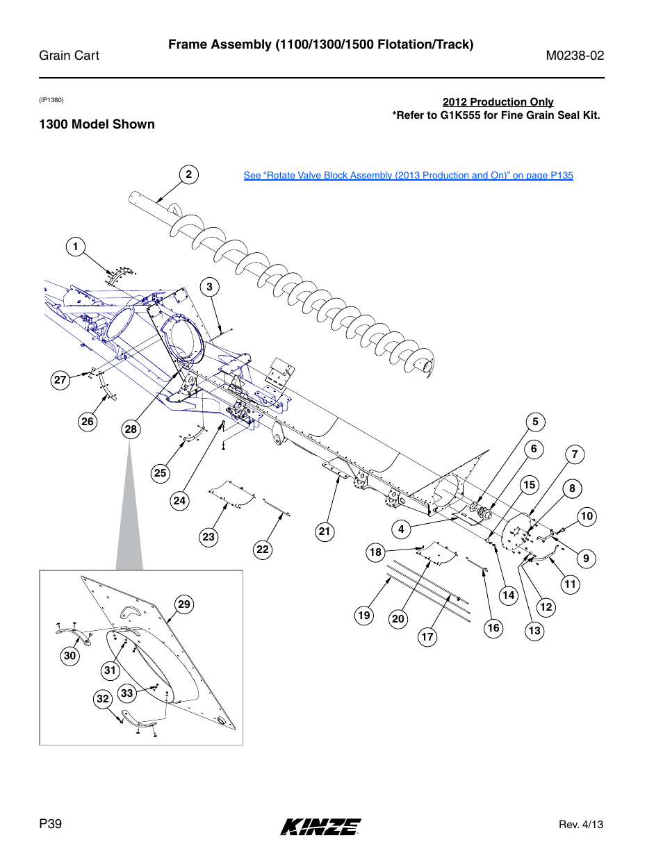 Frame assembly (1100/1300/1500 flotation/track) | Kinze Grain Carts Rev. 4/14 User Manual | Page 42 / 176