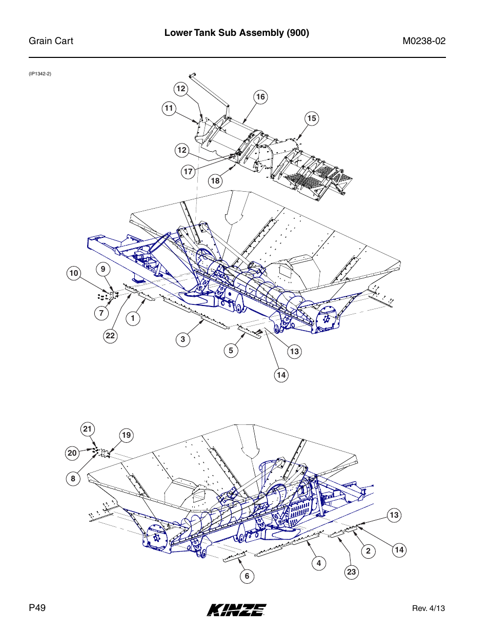 Lower tank sub assembly (900) | Kinze Grain Carts Rev. 4/14 User Manual | Page 52 / 176
