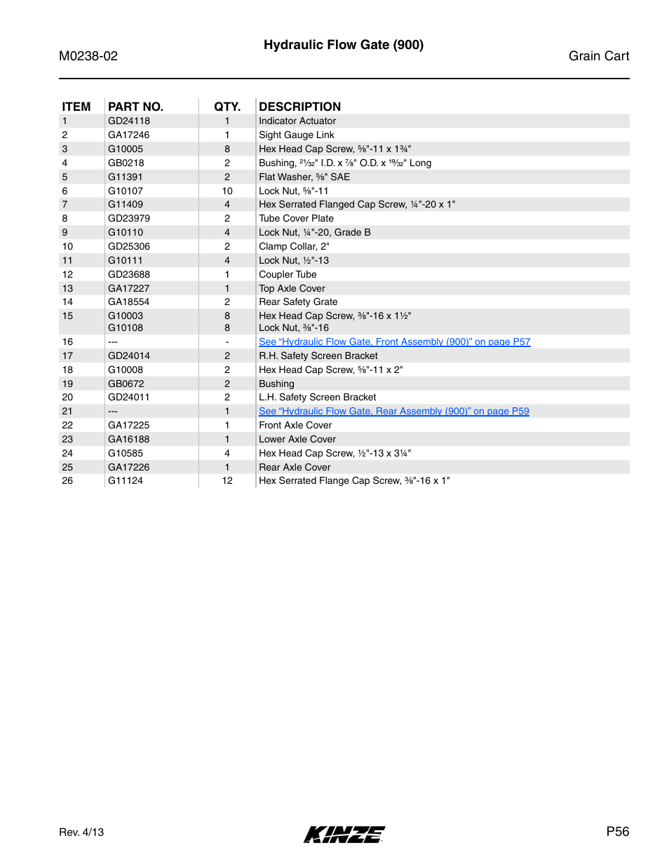 Hydraulic flow gate (900) | Kinze Grain Carts Rev. 4/14 User Manual | Page 59 / 176